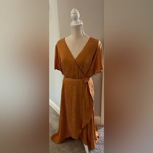 0X Ava&viv orange leopard print wrap around dress